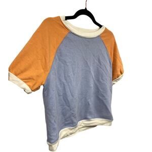 Madewell Colorblock Women's XS 90s Y2K Shirt Orange Blue White